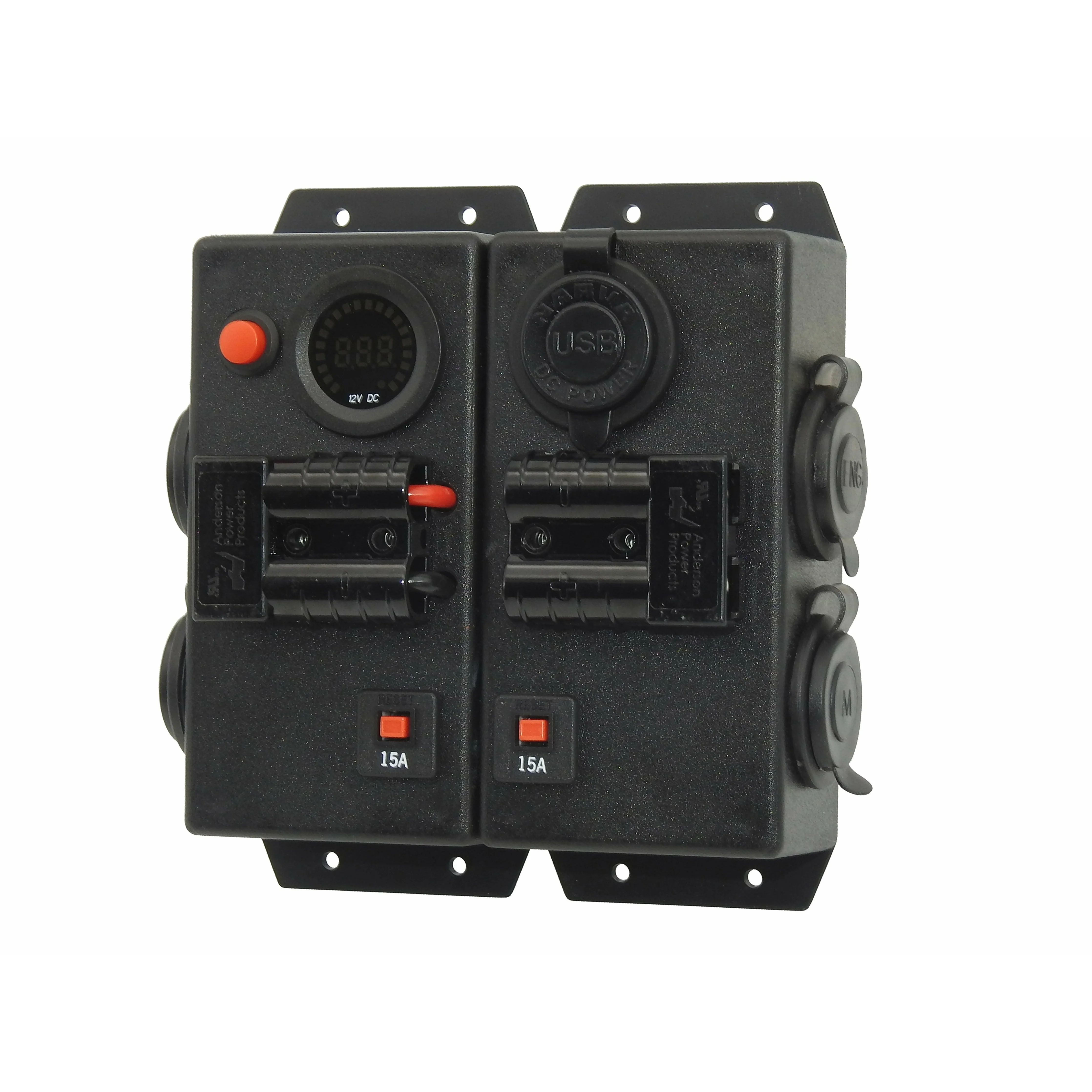 12 Volt Control Box VOLT - Double - 2 x Cigarette + Merit + Engel + Dual USB + 2x Anderson #85