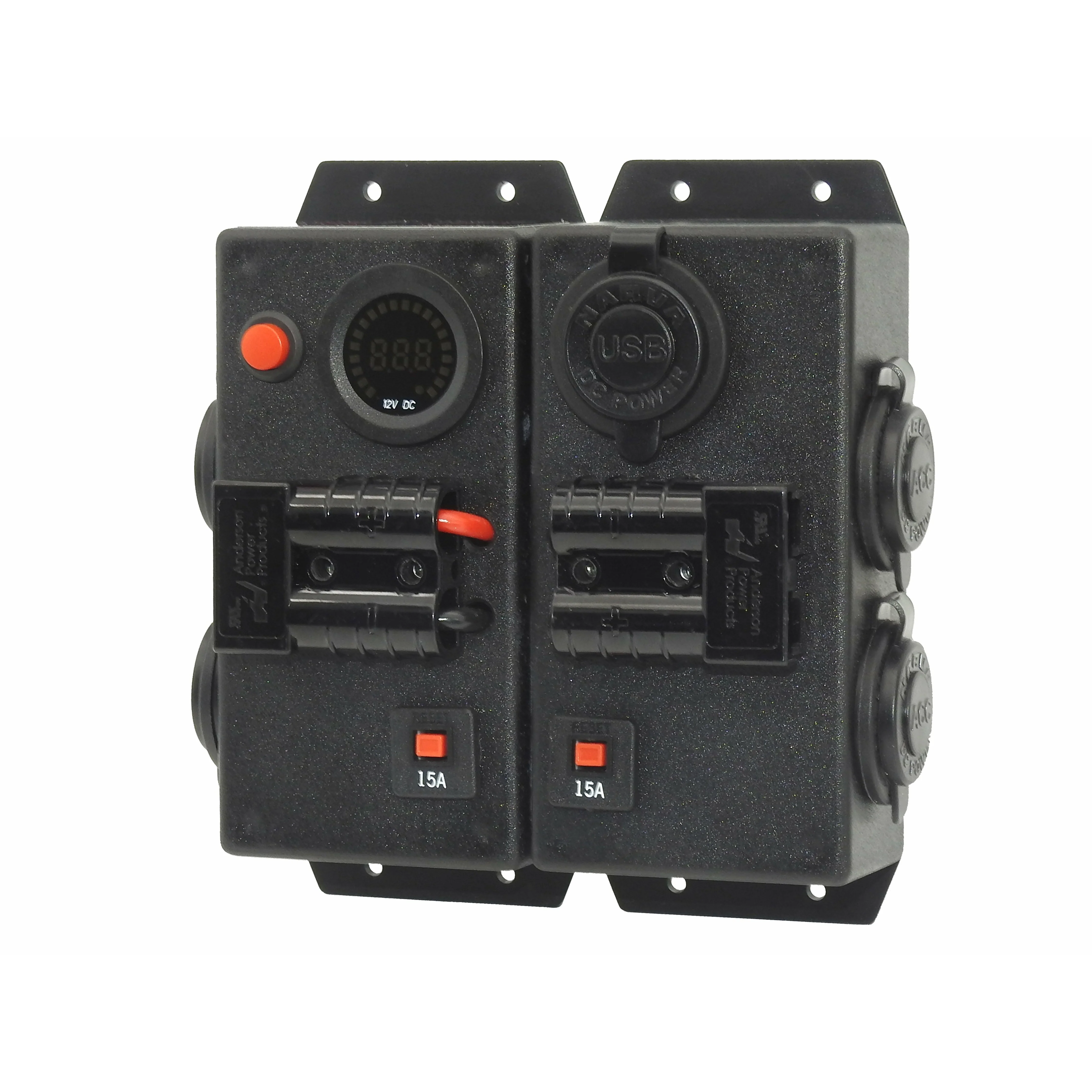 12 Volt Control Box VOLT - Double SIDE - 4 x Cigarette + Dual USB + 2x Anderson + Dual USB #86