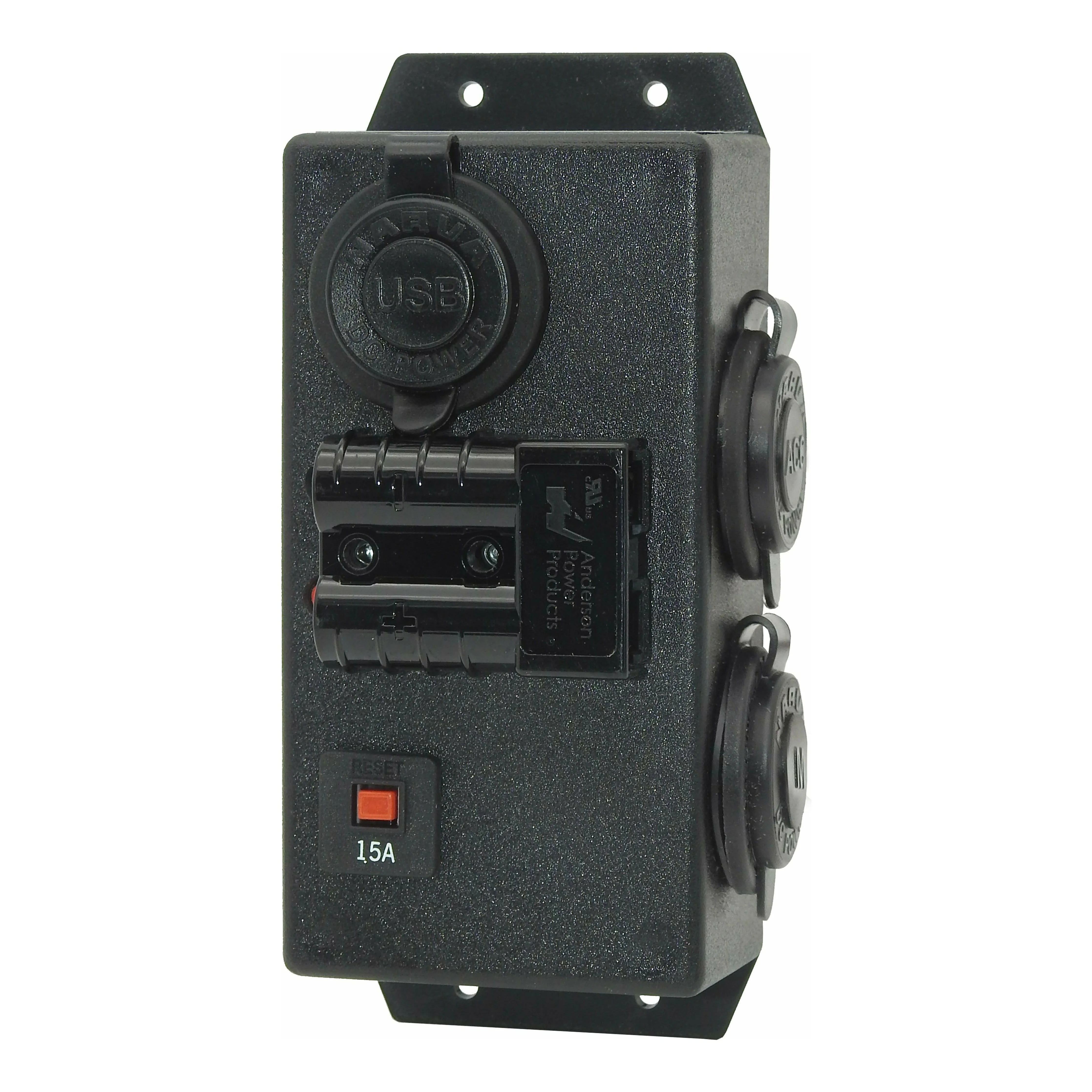 12 Volt Control Box - RIGHT - DUAL USB + Cigarette + Merit + 50Amp Anderson #79
