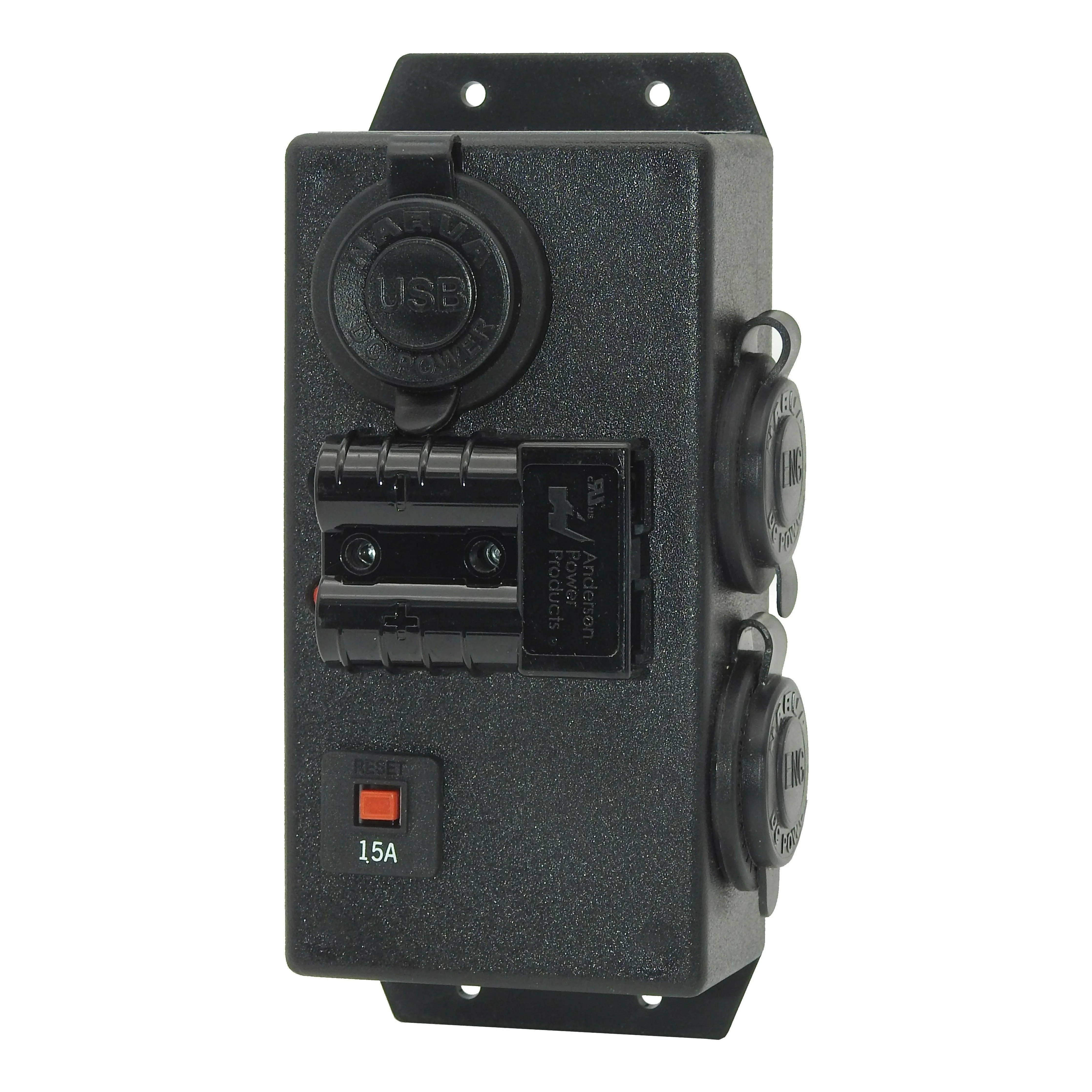 12 Volt Control Box VOLT - RIGHT 1 x Dual USB 2 x Engel socket + 50Amp Anderson #73