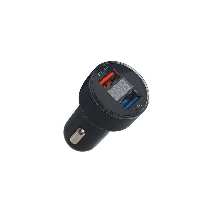 5.5A QC3.0 Dual USB Car Charger With Volt Meter