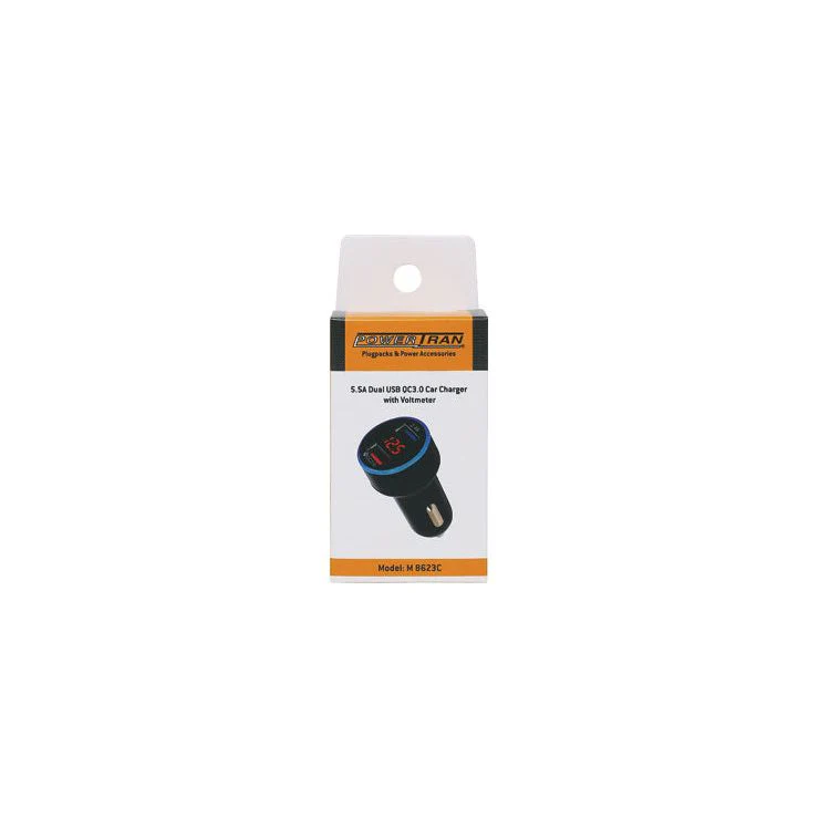 5.5A QC3.0 Dual USB Car Charger With Volt Meter - Image 2