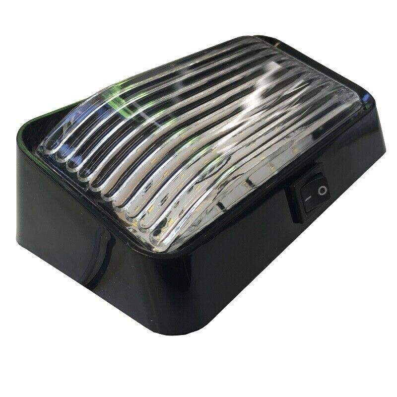 12V LED Awning Light With Switch Clear Lens - Black