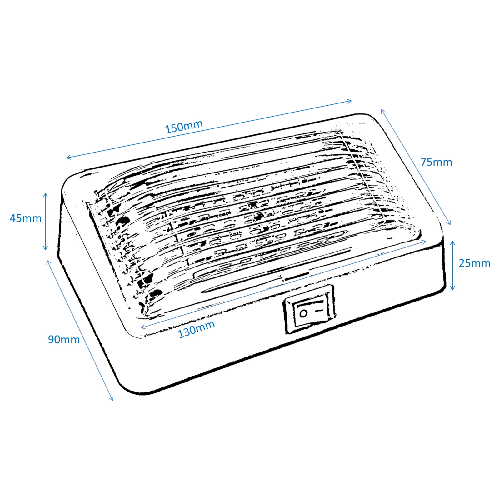 12V LED Awning Light With Switch Clear Lens - Black - Image 2