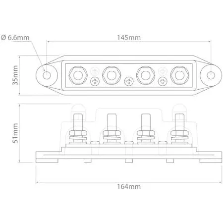 4 way Bus Bar Power Distribution Block 150A Positive or Negative - Image 2