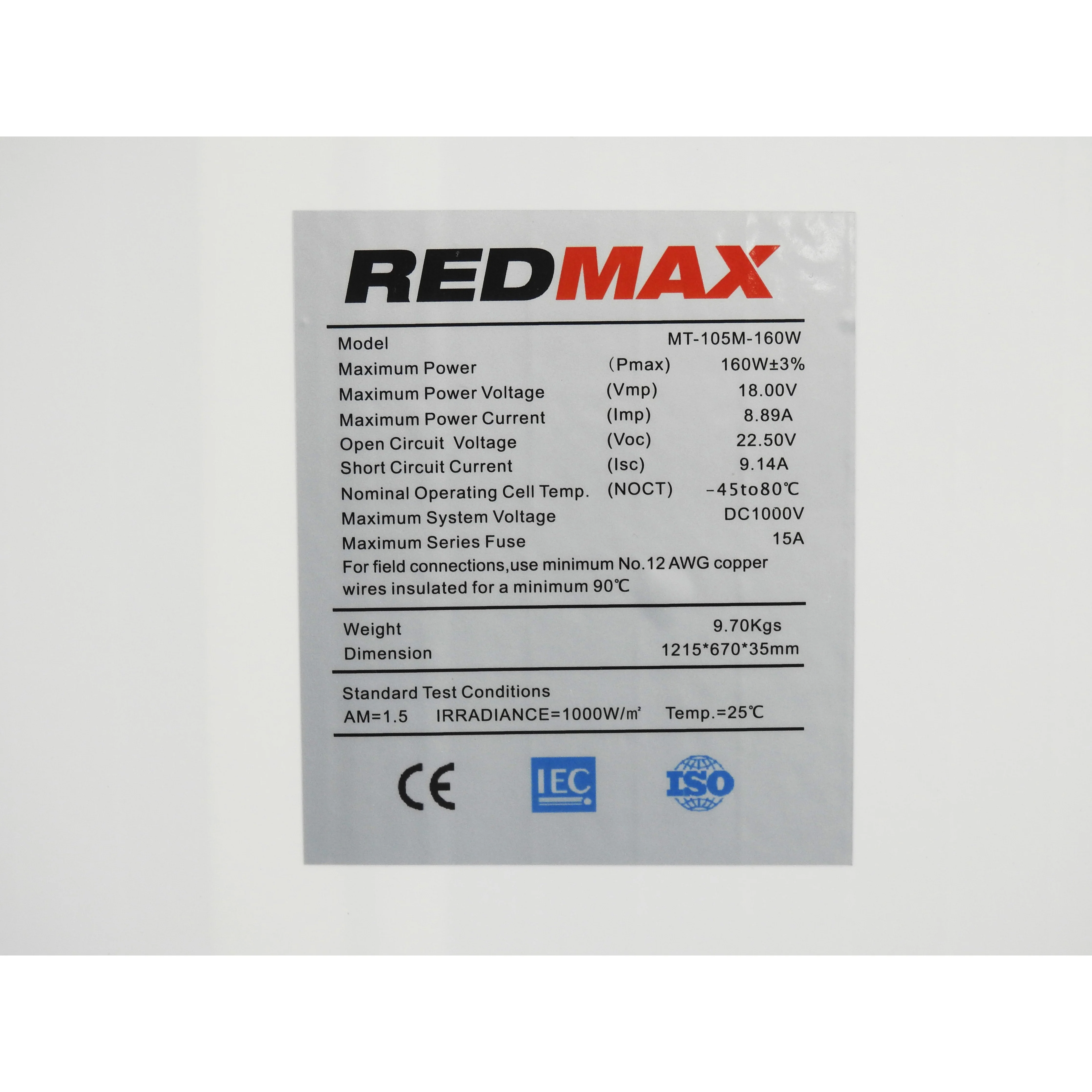 Solar Panel 160 watt (unregulated / regulated) | High performance | 1215 x 670 x 35mm - Image 2