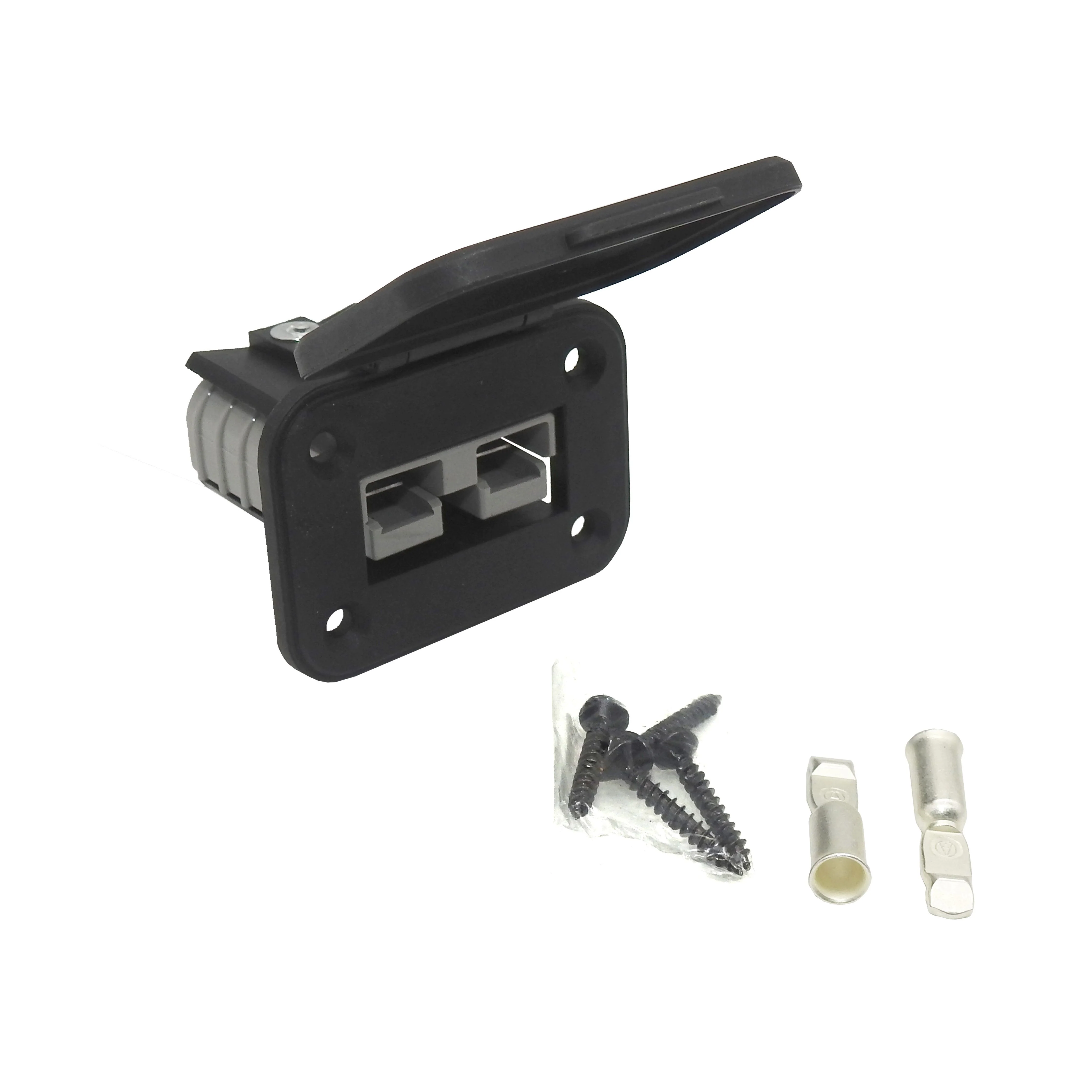 50 Amp Anderson Flush mount holder with flip lid - Includes 50 Amp Anderson style connector | 50ML-BLK-A