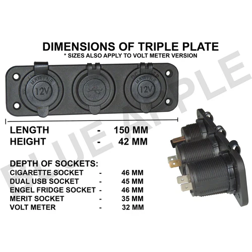 Accessory Plate - 3 gang - PRE-WIRED Sockets - Image 4