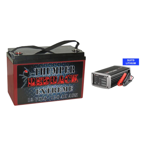 AGM Extreme Deep Cycle 120AH Battery Plus 10 Amp 240 Volt Battery Charger Options - Image 3