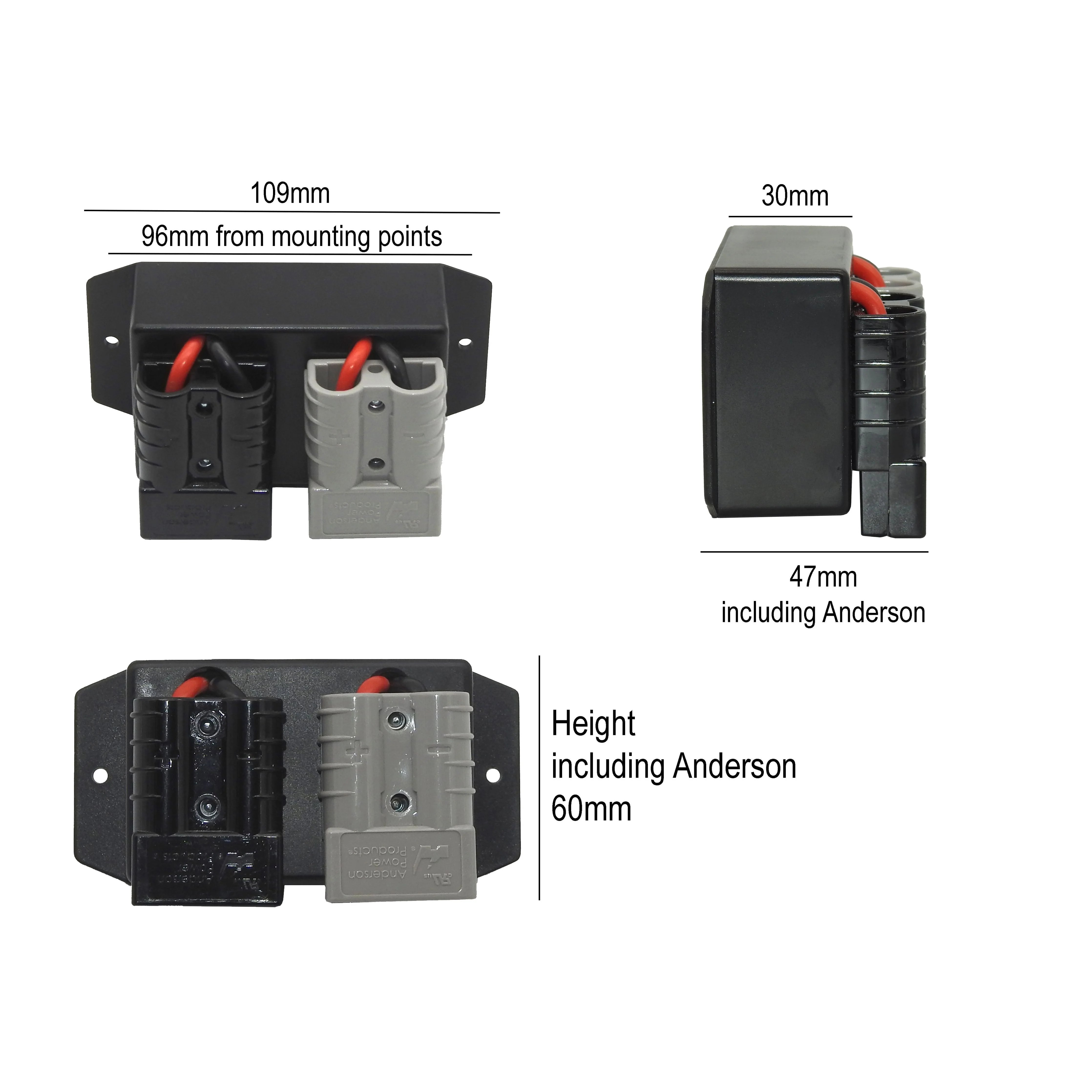 Anderson control junction box with 2 x Genuine 50 Amp Anderson. Ideal for DC Charger connection - Image 3