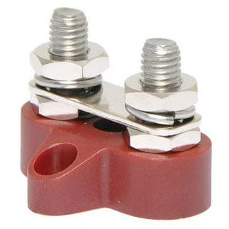 Dual Red M8 Power Distribution Post with Bridge Plate 8mm bolt size (P2180)