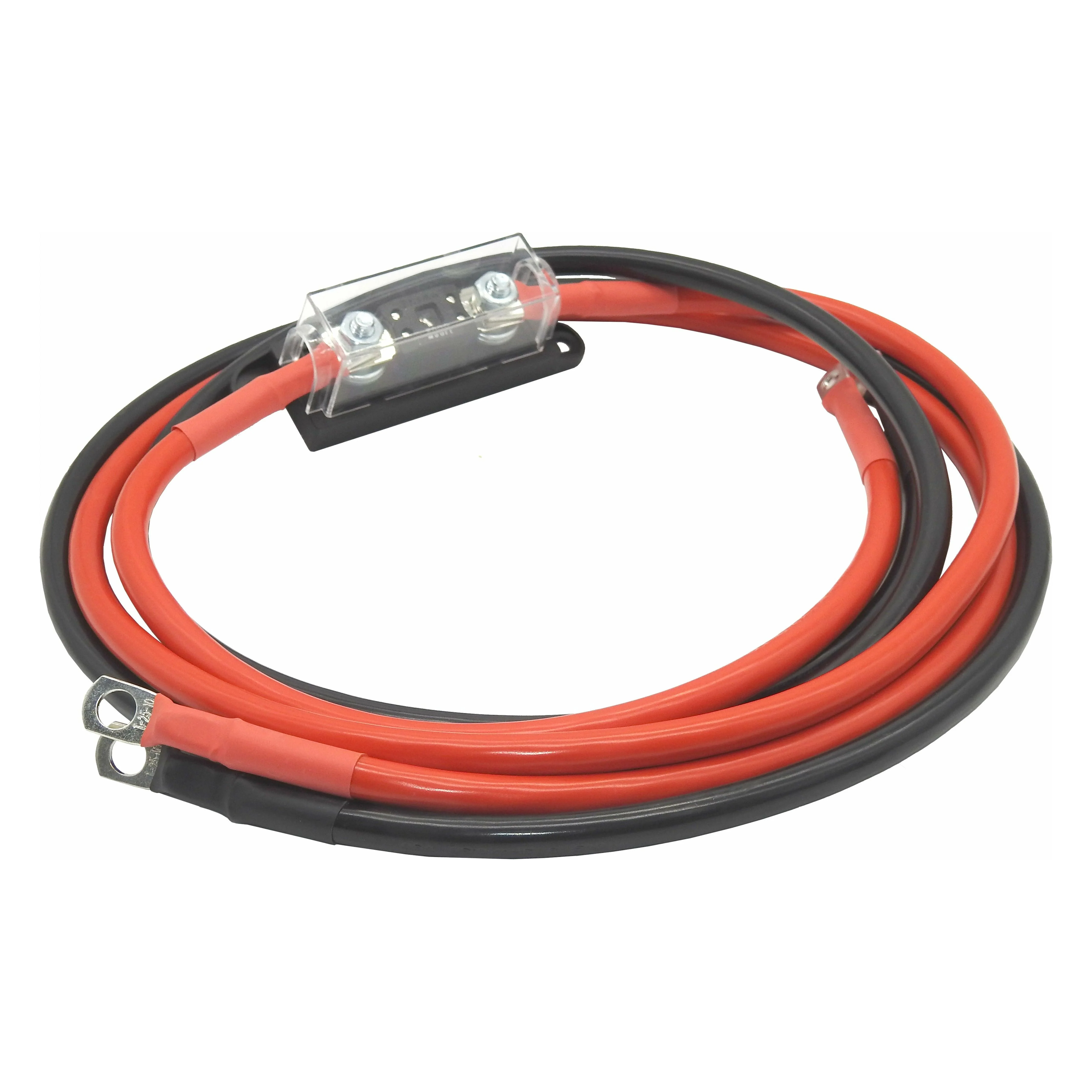 Inveter lead 2mt length 3B&S (25mm) Red & Black cable with Mega Fuse Holder Heavy Duty - Perfect for 1000 - 2000 watt Inverters