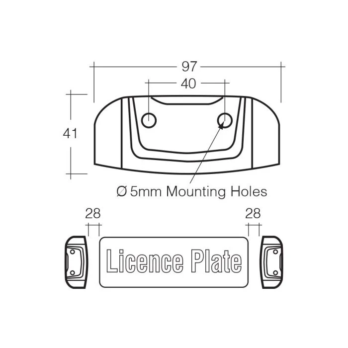 Narva 10-30V Model 8 LED License Plate Lamp Chrome/Black Housing and 0.5M Cable | 90862CBL - Image 2