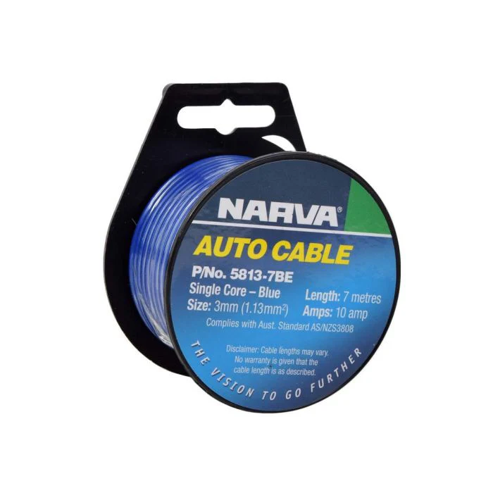 Narva 10A 3mm Blue Single Core Cable (7M) | 5813-7BE