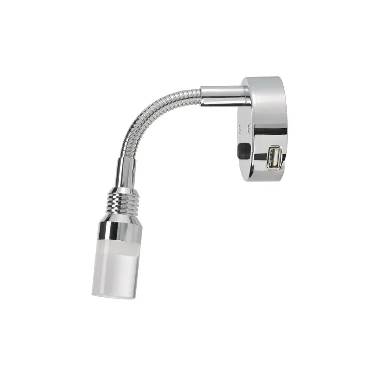 Narva 12 Volt Interior Lamp with Touch Switch and 2A USB Socket (Black or Chrome) - Image 2