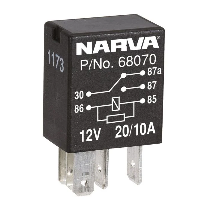 Narva 12V 20A/10A Change-Over 5 PIN Relay With Resistor | 68070BL