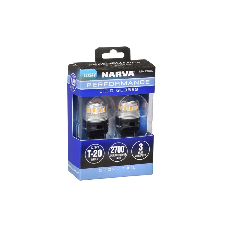 Narva 12V T20 W21/5W Wedge LED Globes Pair | 18268BL - Image 2