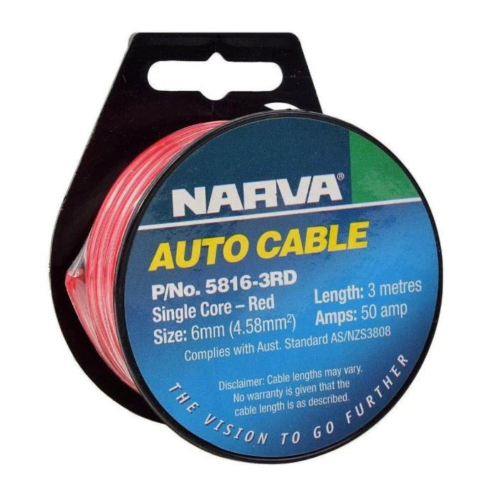 Narva 50A 6MM Red Single Core Cable (3M) | 5816-3RD