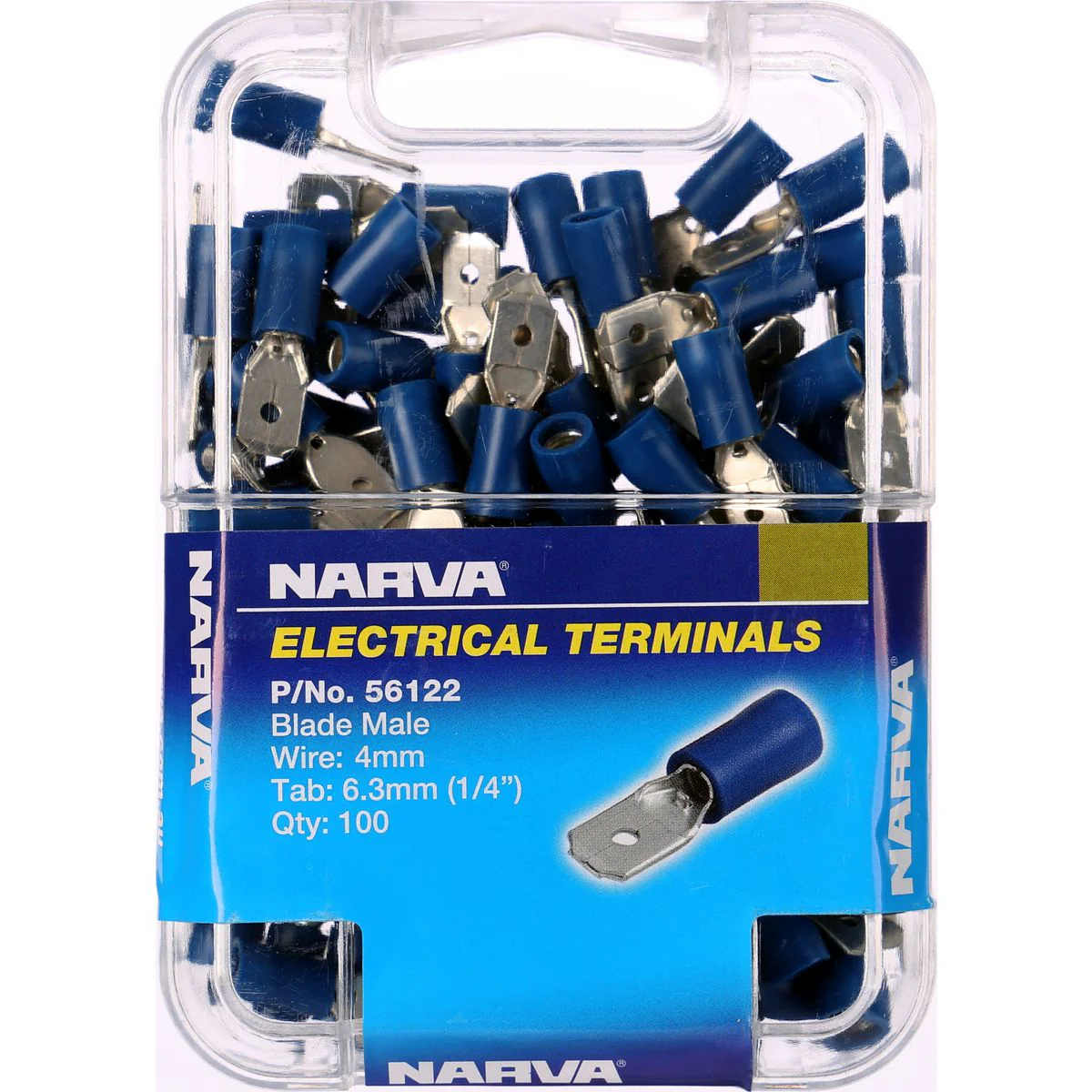 Narva 6.3 X 0.8MM Male Blade Terminal Blue (100 pack) | 56122