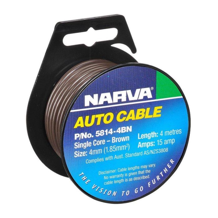 Narva Cable Single Core 4mm 15A 4M Brown | 5814-4BN