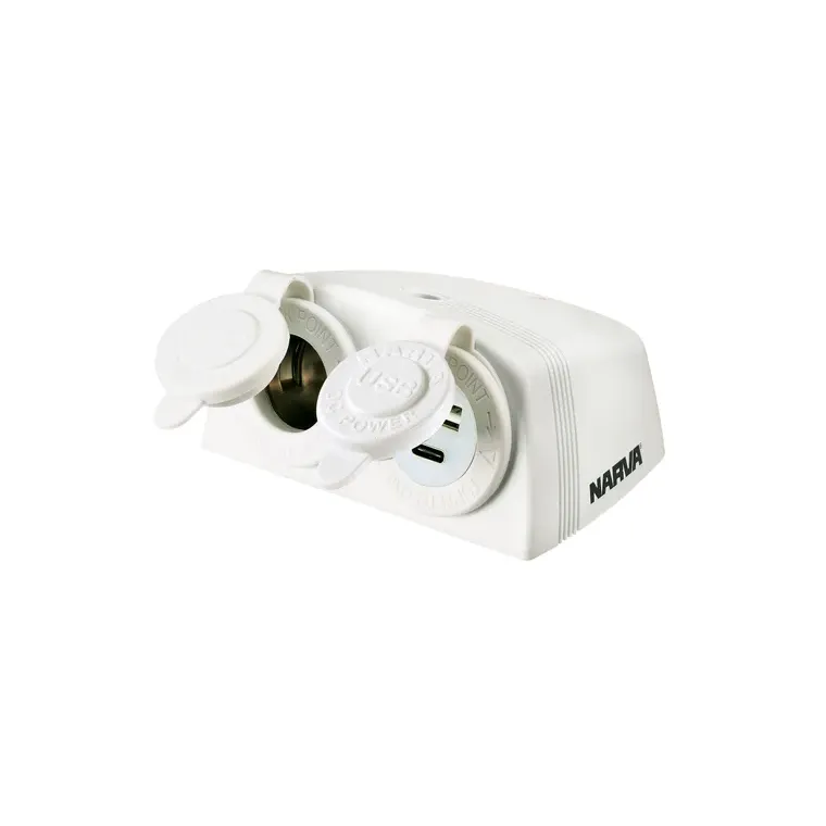 Narva Heavy-Duty Surface Mount Accessory/Dual USB, USB-C Sockets | 81173WBL