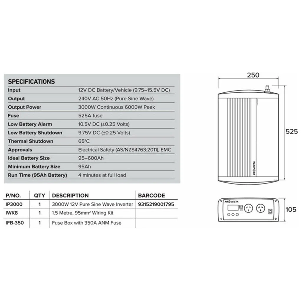 Projecta 12 Volt 3000 watt Pure Sine Inverter | IP3000 - Image 5