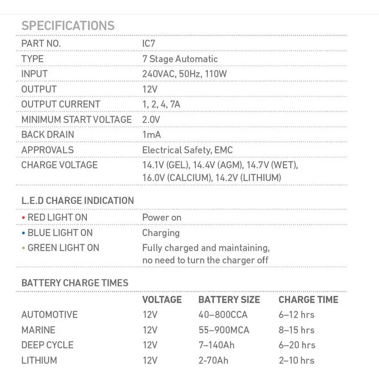 Projecta Intelli-Charge Multi chemistry 240 Volt Battery Charger 7Amp | IC7 - Image 2