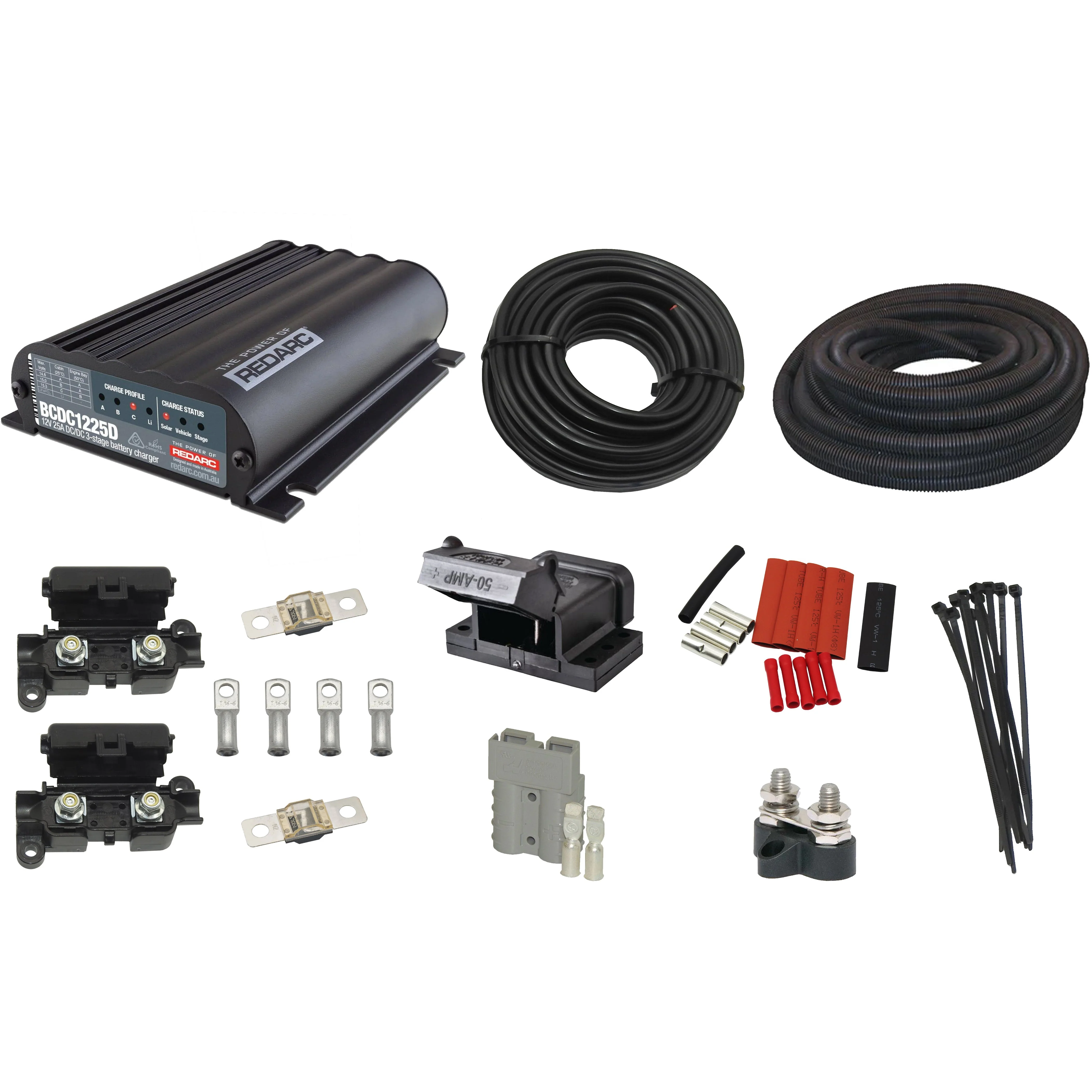 RedArc Anderson to rear kit Dc Battery Charger 25 Amp | In Vehicle & Solar charge | BCDC1225D-A-RK