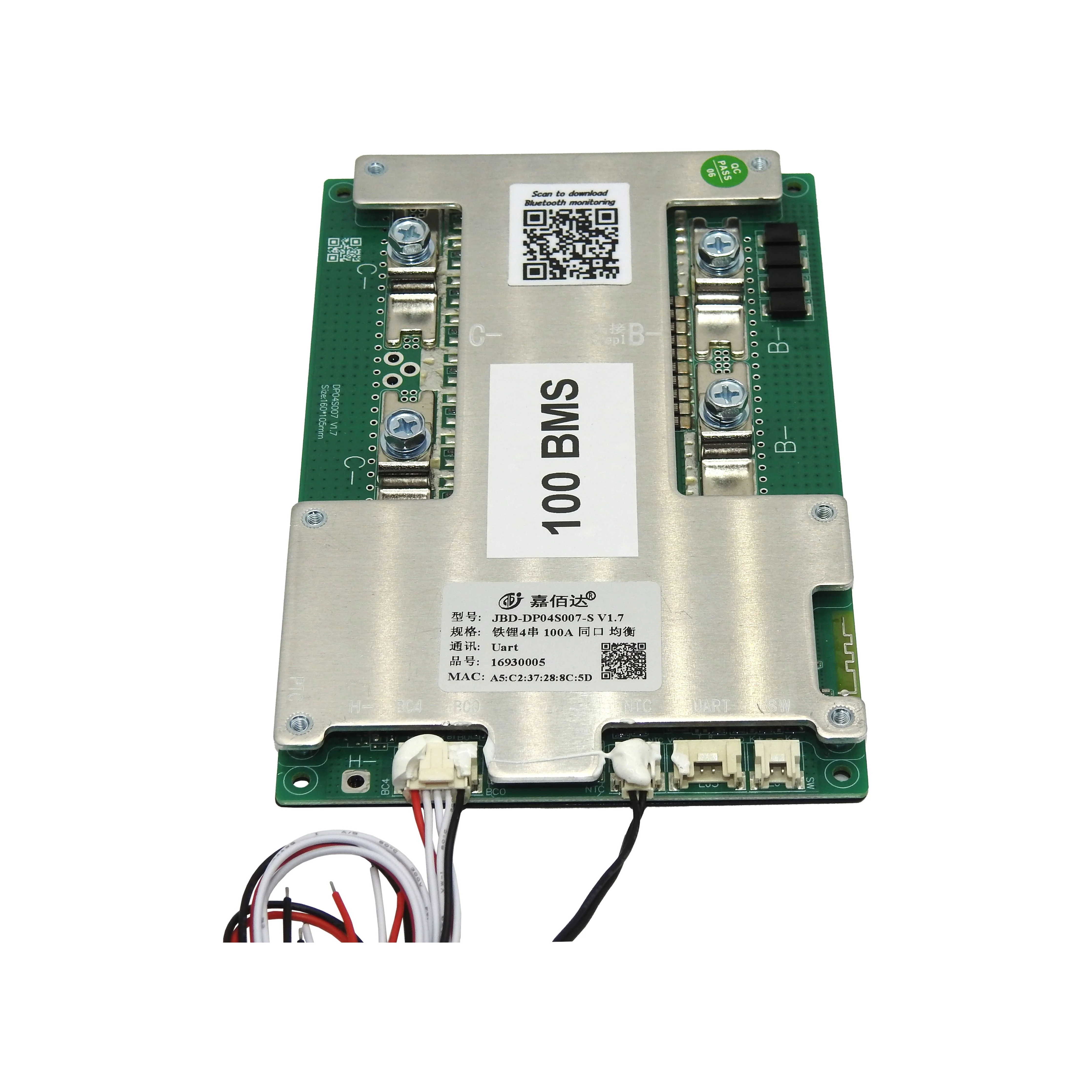 Replacement 4S 12V 100A BMS board with Bluetooth and Balance - Image 3