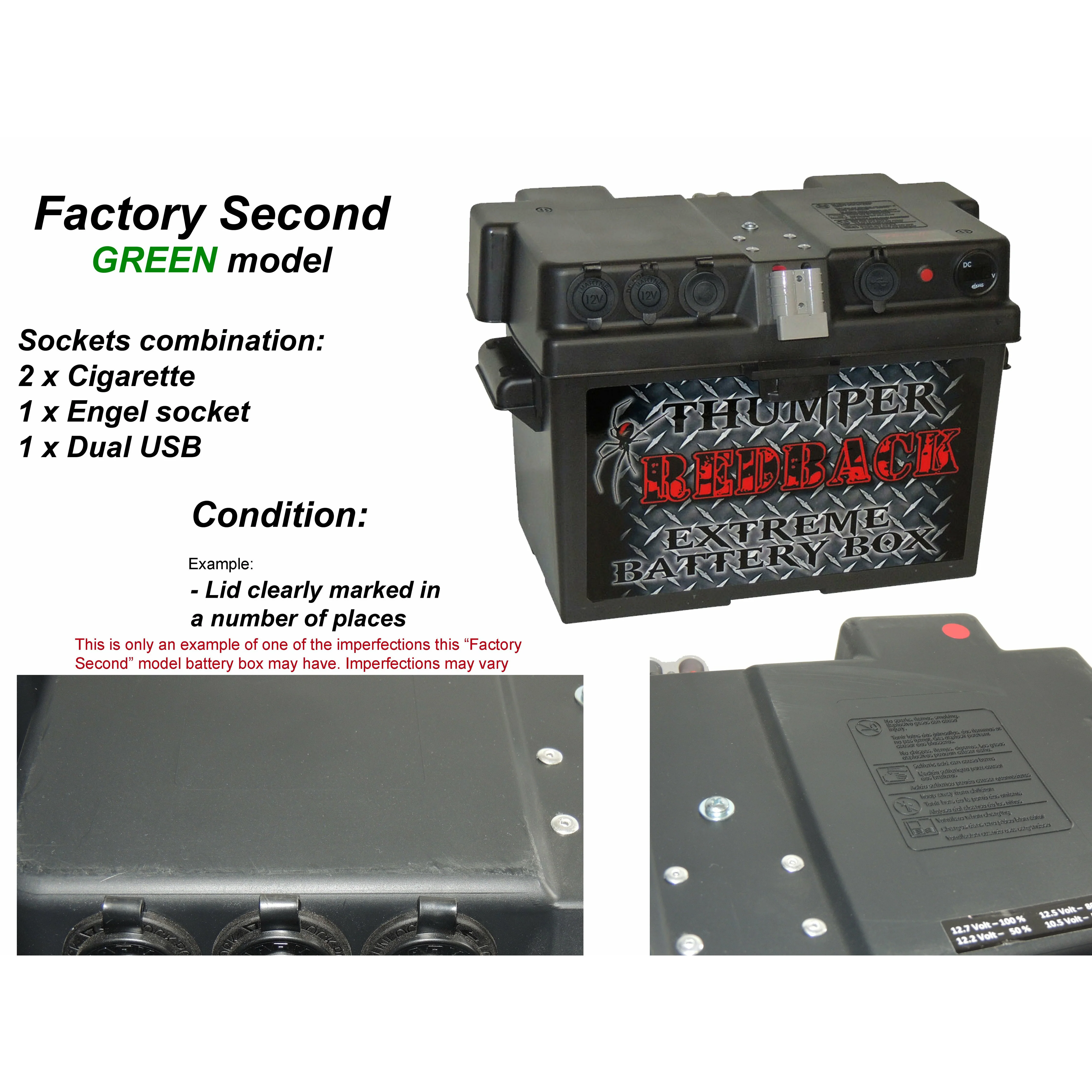 Thumper Battery Box - 2 x Cigarette + 1 x Engel + 1 x Dual USB + 2 x Anderson | Factory second