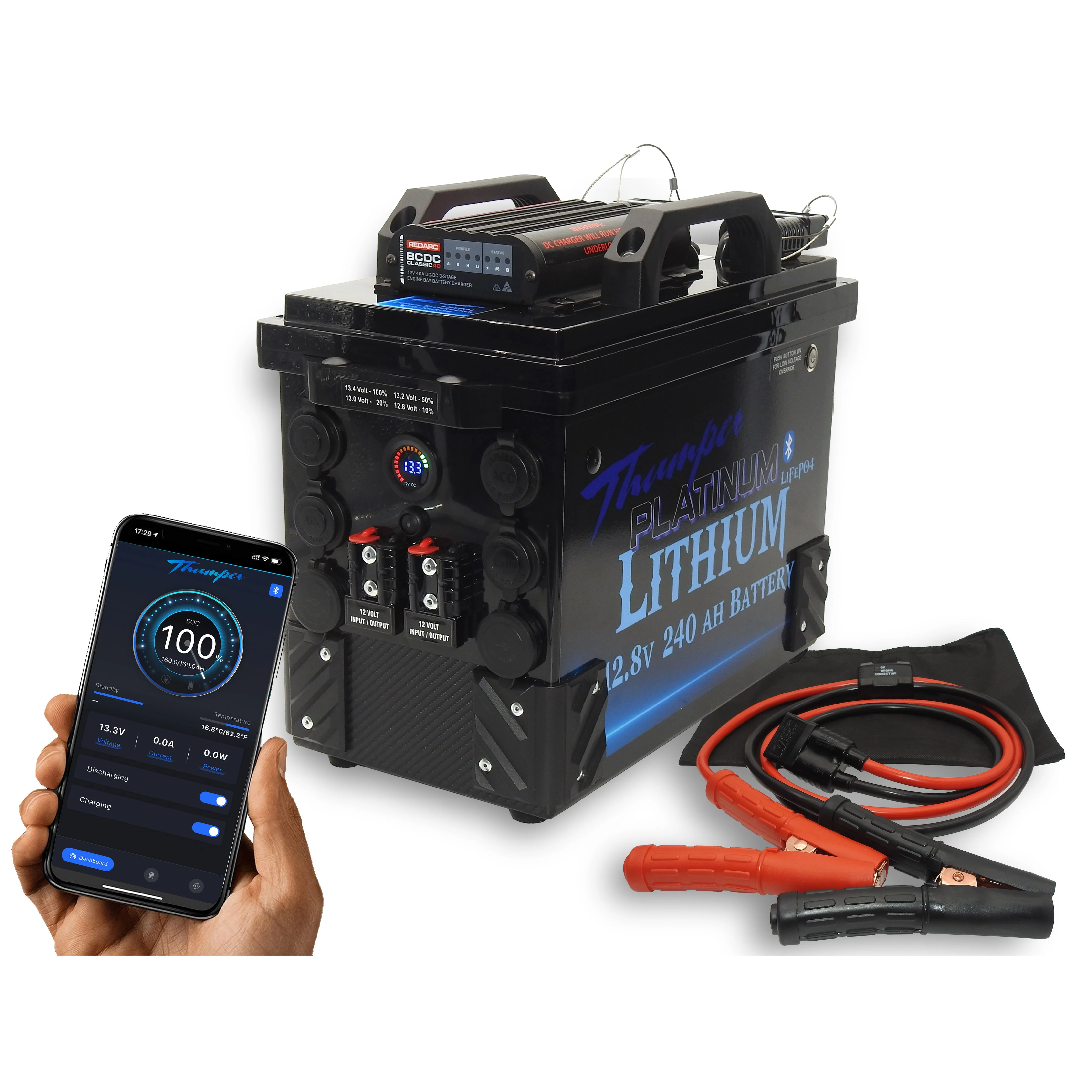 Thumper Lithium Portable Battery Hub 240 AH with Redarc BCDC1240D TBH240-RD40
