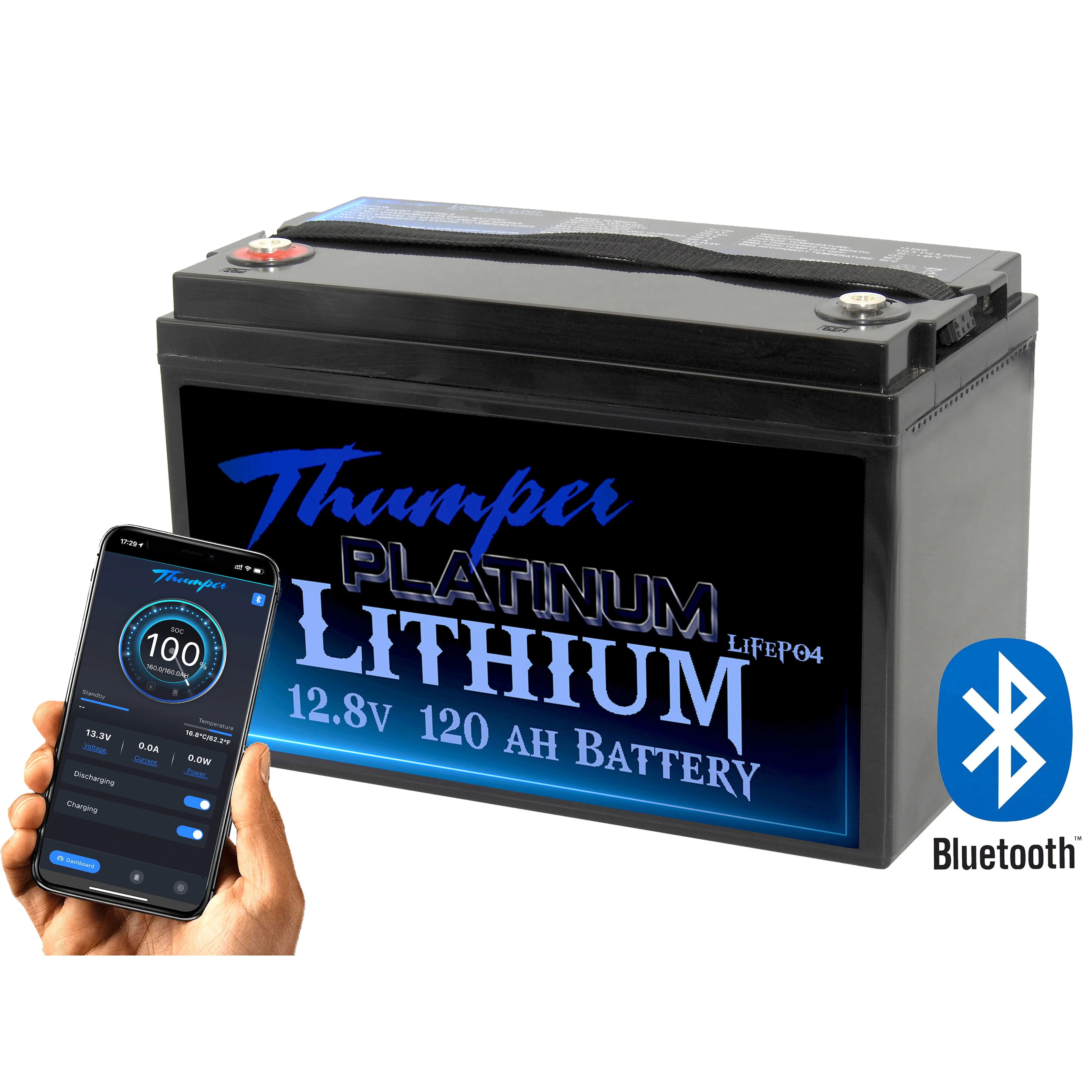 Thumper Lithium Platinum 120 AH LiFePO4 Battery Bluetooth | TL-120 5 year warranty