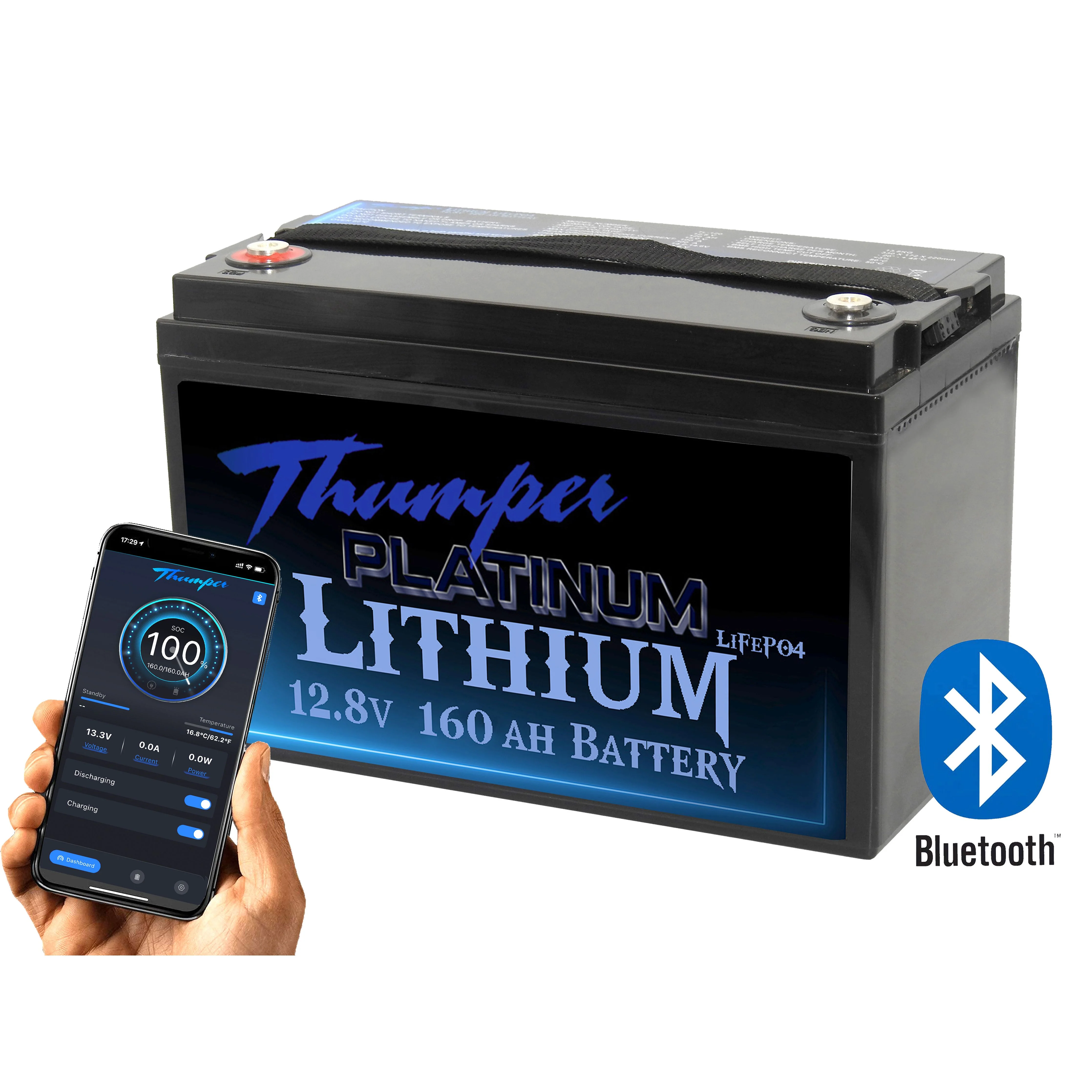 Thumper Lithium 160 AH Bluetooth LiFePO4 Battery | 150 Amp cont discharge TL-160BT